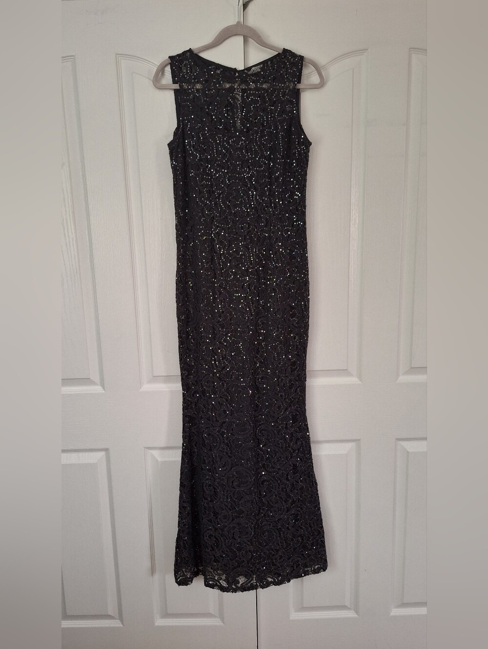 MARINA Black Lace Sequin Maxi Gown - Picture 3 of 9